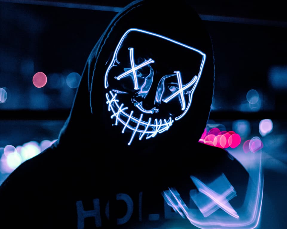 Portrait of a person in futuristic mask.